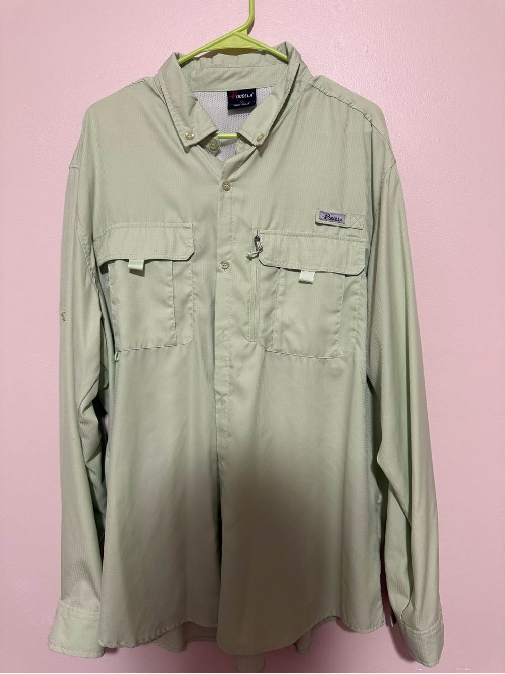 Pudolla Men's Lightweight Long-Sleeve Shirt in Light Green
